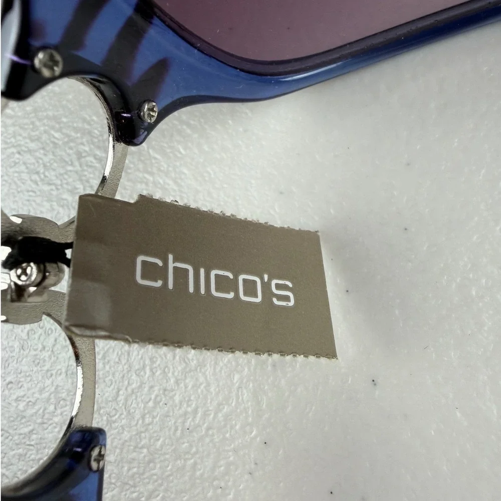 Chicos Amanda Sunglasses Blue Tortoise‎ Oversized UV Protection NWT